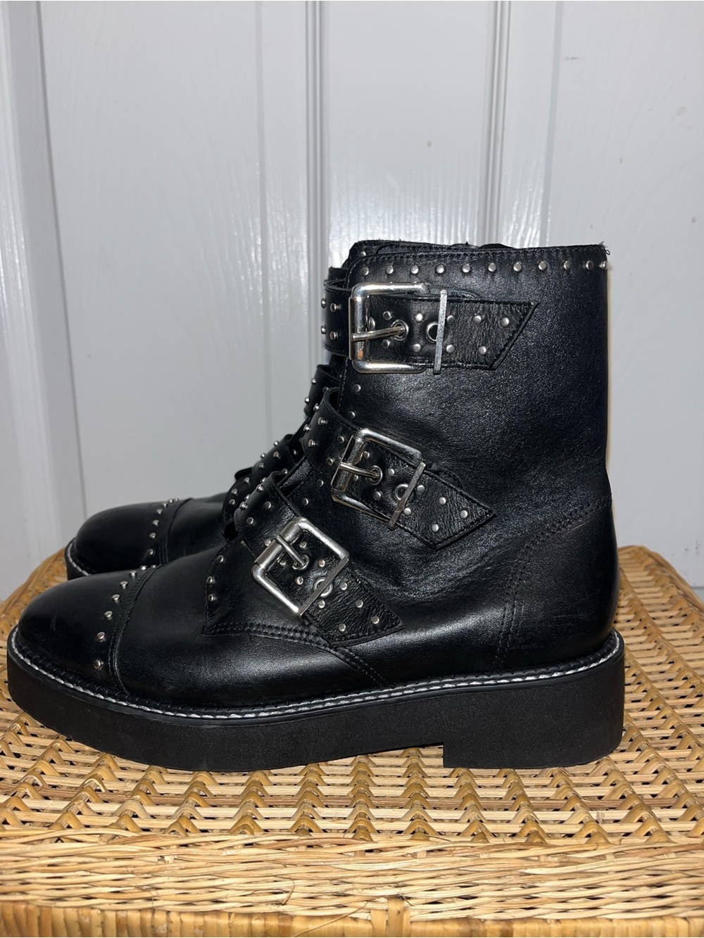 SCHUTZ Caligas zip up buckle combat boots